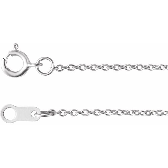 18K White 1 mm Cable 20' Chain
