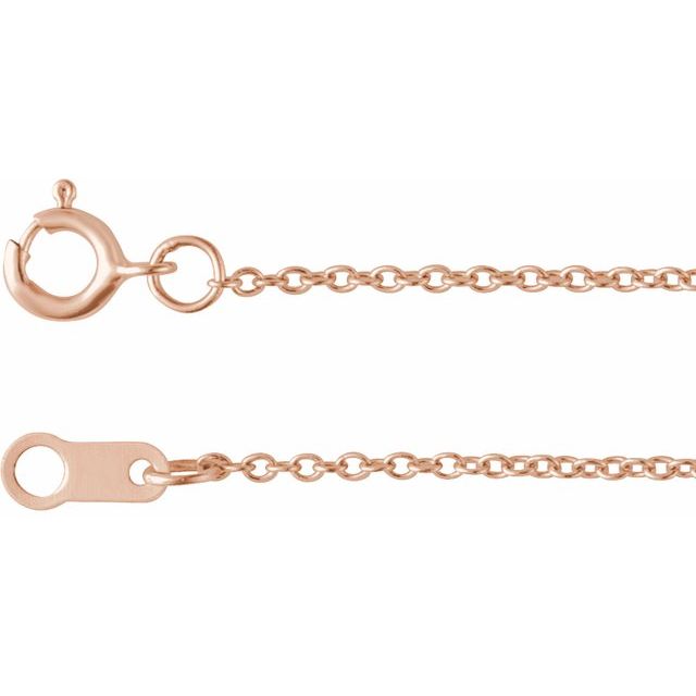 18K Rose 1 mm Cable 16' Chain