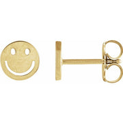 14K Yellow 4 mm Smiley Face Friction Earrings