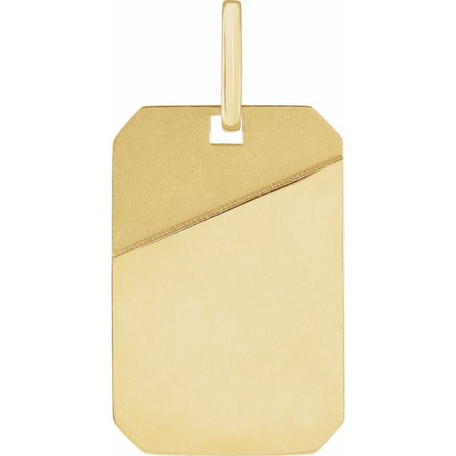 14K Yellow Engravable Dog Tag Pendant