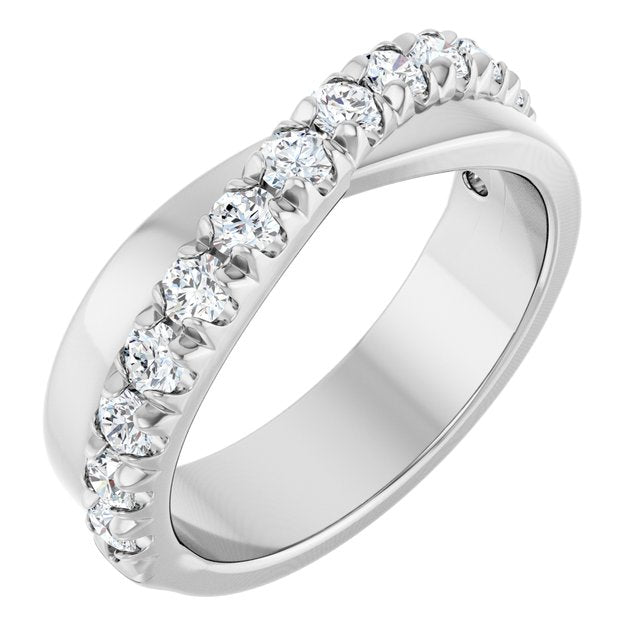 14k White 7/8 Ctw Lab-grown Diamond Anniversary Band