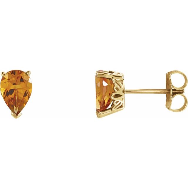14K Yellow 7x5 mm Pear Natural Citrine Earrings