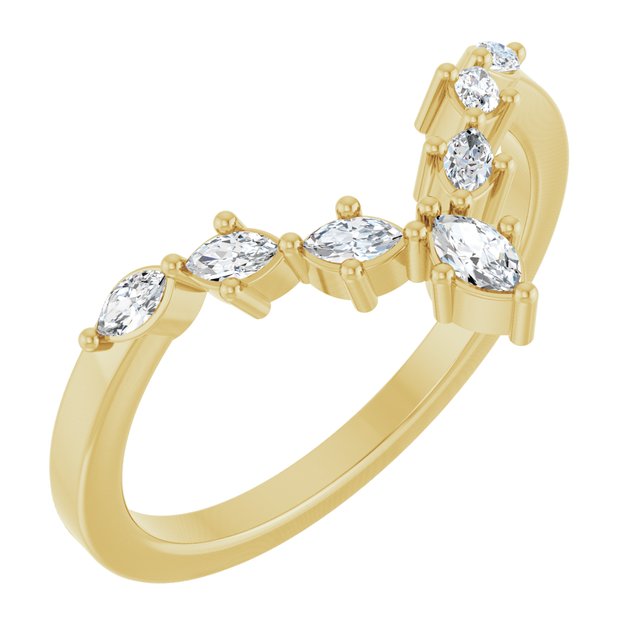 14k Yellow 1/5 Ctw Lab-grown Diamond Contour Band