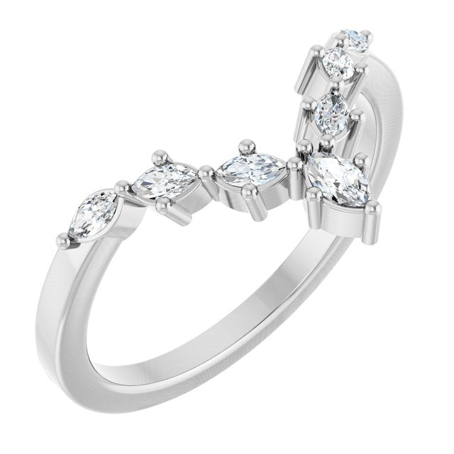 14k White 1/5 Ctw Lab-grown Diamond Contour Band