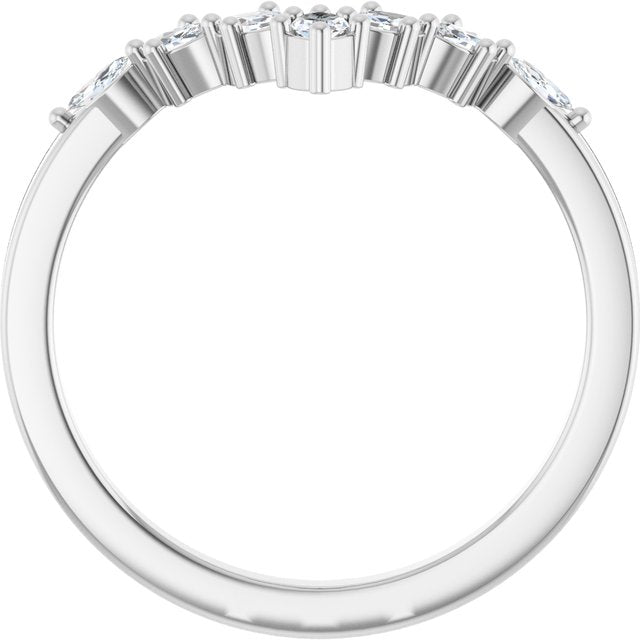 14k White 1/5 Ctw Lab-grown Diamond Contour Band