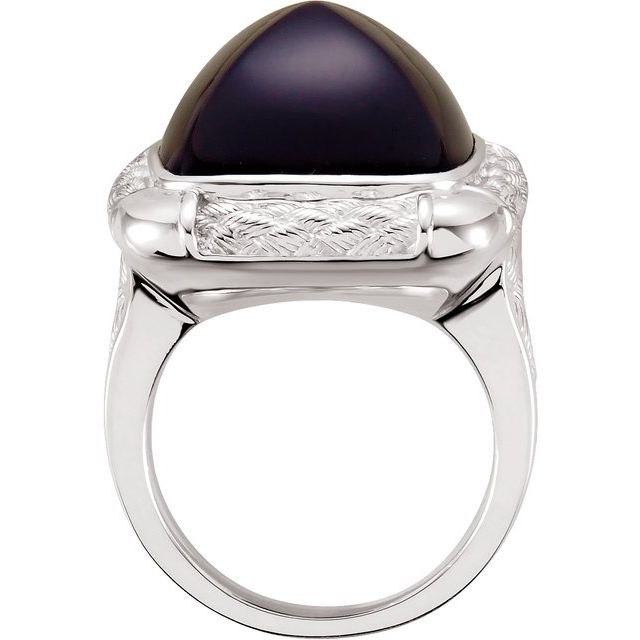 Sterling Silver Natural Black Onyx Ring