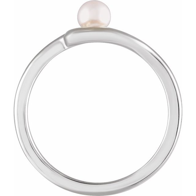 Sterling Silver Cultured White Freshwater Pearl Freeform Ring