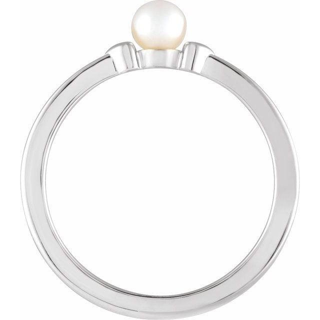 Sterling Silver Cultured White Freshwater Pearl Heart Ring