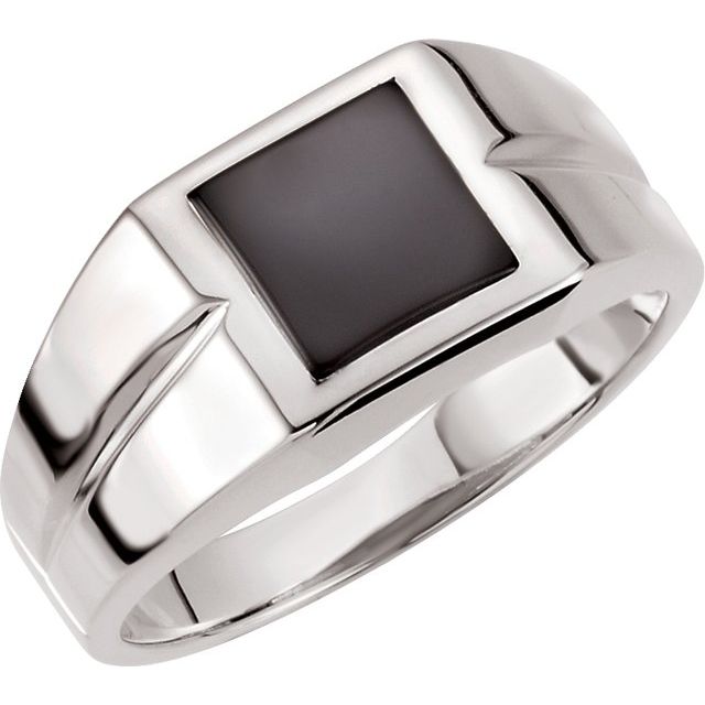 Sterling Silver Natural Black Onyx Ring