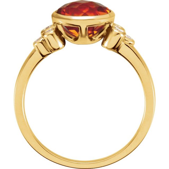 14K Yellow Natural Citrine & .07 CTW Natural Diamond Ring
