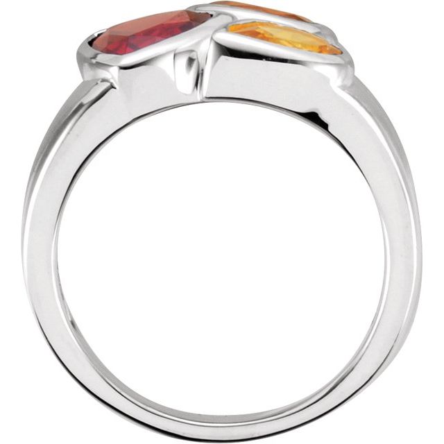 Sterling Silver Natural Mozambique Garnet Natural Madeira Citrine & Natural Citrine Ring
