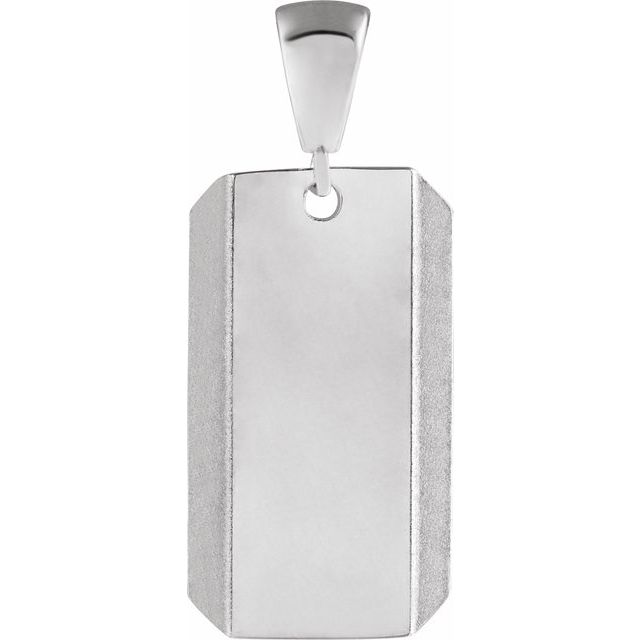 14k White Engravable Dog Tag Pendant