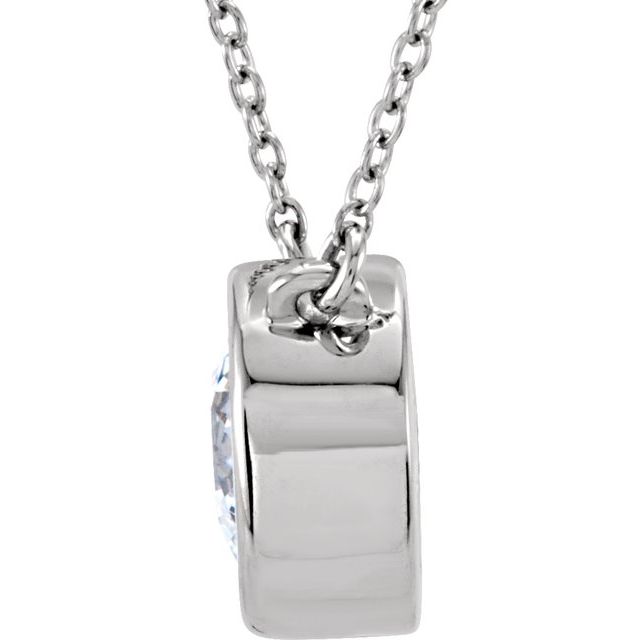 Sterling Silver 8 mm Imitation White Cubic Zirconia Solitaire 18' Necklace
