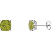 Sterling Silver 7x7 mm Cushion Natural Peridot Earrings
