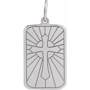 Sterling Silver Cross Dog Tag Pendant