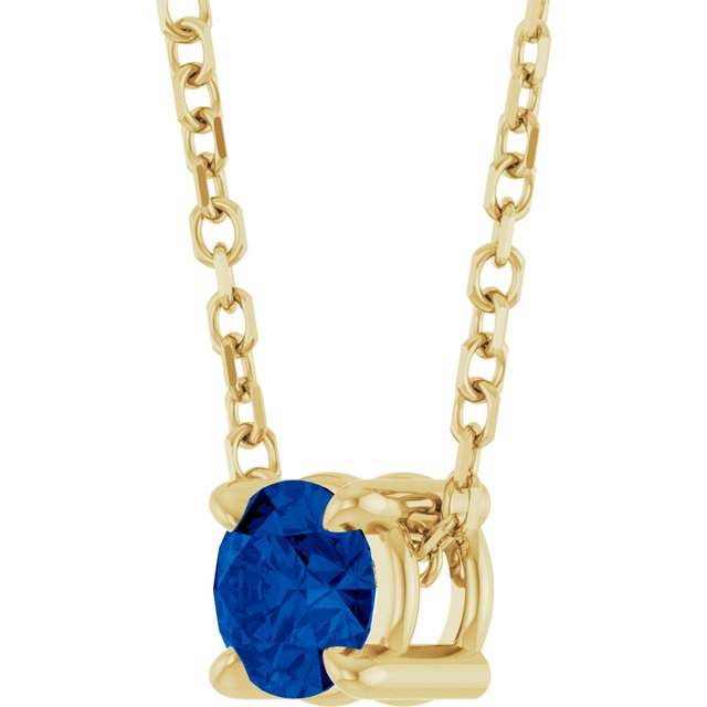 14K Yellow 4 mm Lab-Grown Blue Sapphire 16-18' Necklace
