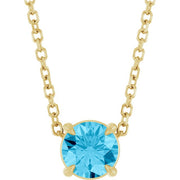 14K Yellow 5 mm Natural Aquamarine 16-18' Necklace