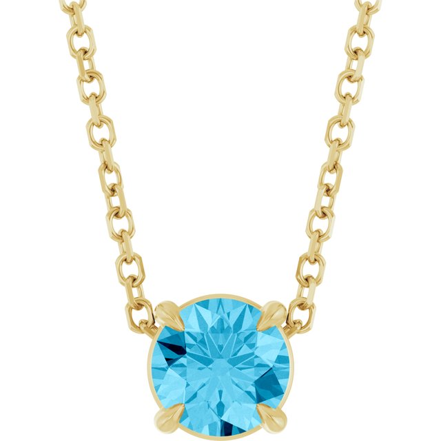 14K Yellow 5 mm Natural Aquamarine 16-18' Necklace