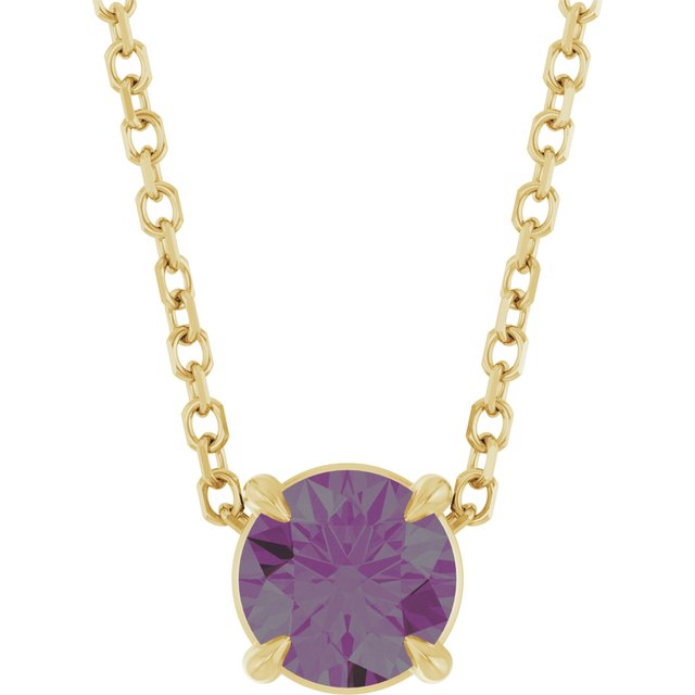 14K Yellow 5 mm Lab-Grown Alexandrite 16-18' Necklace