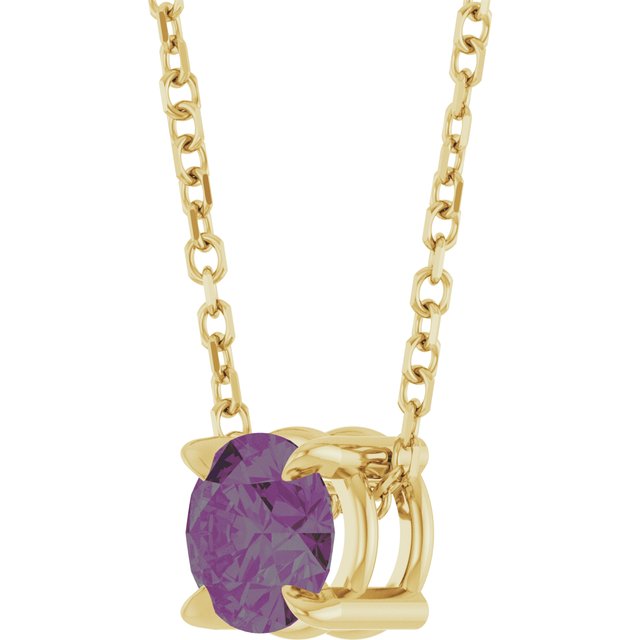 14K Yellow 5 mm Lab-Grown Alexandrite 16-18' Necklace