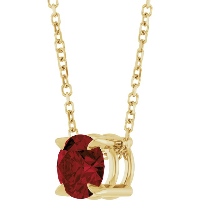 14K Yellow 6 mm Natural Mozambique Garnet 16-18' Necklace