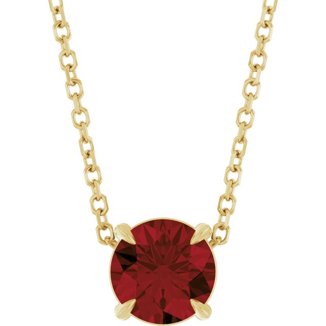 14K Yellow 6 mm Natural Mozambique Garnet 16-18' Necklace