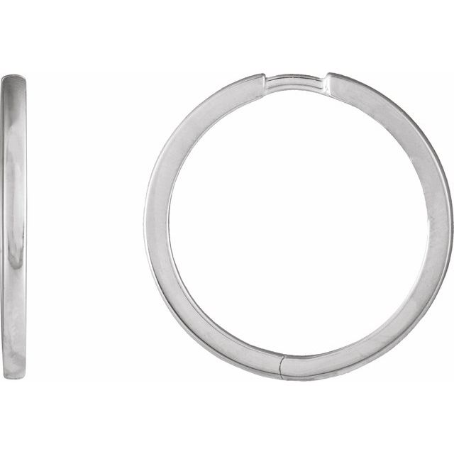 14K White Hinged 20 mm Hoop Earrings