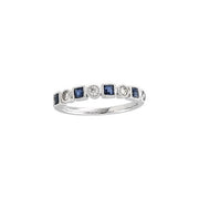 14K White 1/5 CTW Natural Diamond & Natural Blue Sapphire Anniversary Band