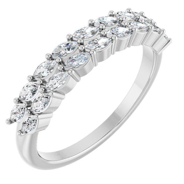 14k White 1/2 Ctw Lab-grown Diamond Anniversary Band