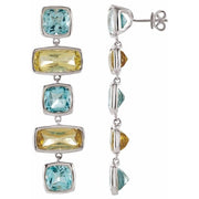 Sterling Silver Natural Sky Blue Topaz & Natural Lime Quartz Earrings