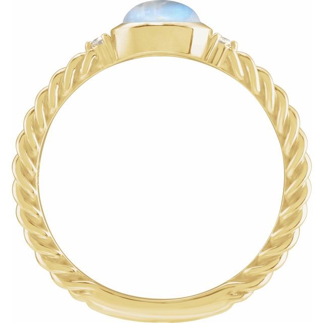 14K Yellow Natural Rainbow Moonstone & .03 CTW Natural Diamond Cabochon Ring