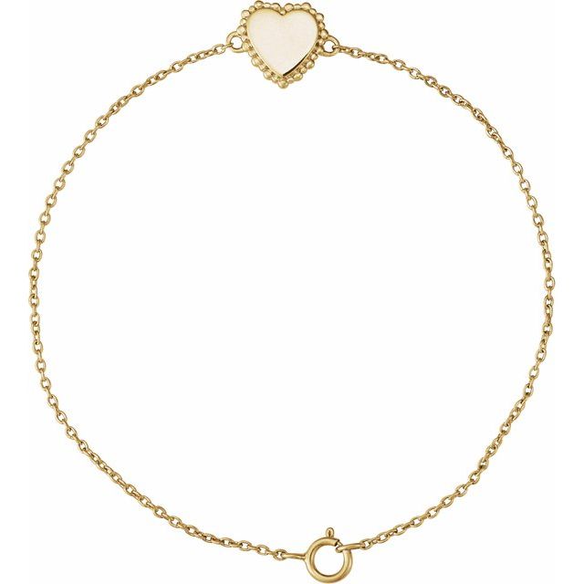 14K Yellow Heart 7' Bracelet