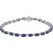 14K White Lab-Grown Blue Sapphire & 5/8 CTW Lab-Grown Diamond Line 7' Bracelet