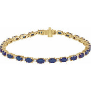 14K Yellow Lab-Grown Blue Sapphire & 5/8 CTW Lab-Grown Diamond Line 7' Bracelet