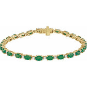 14K Yellow Lab-Grown Emerald & 5/8 CTW Lab-Grown Diamond Line 7' Bracelet