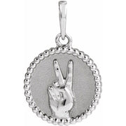 Sterling Silver Peace Sign Language Pendant