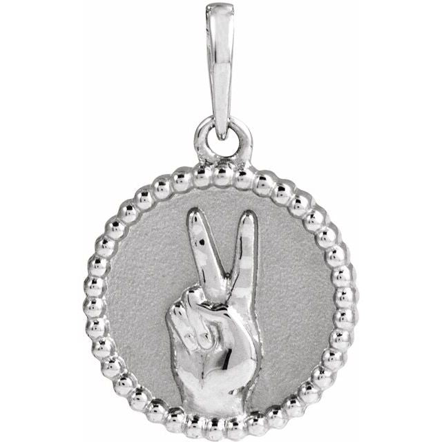 Sterling Silver Peace Sign Language Pendant