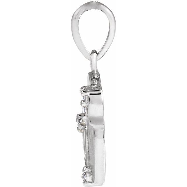 14K White .025 CTW Natural Diamond Engravable Floral Pendant
