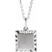 Sterling Silver Engravable Square 16-18' Necklace