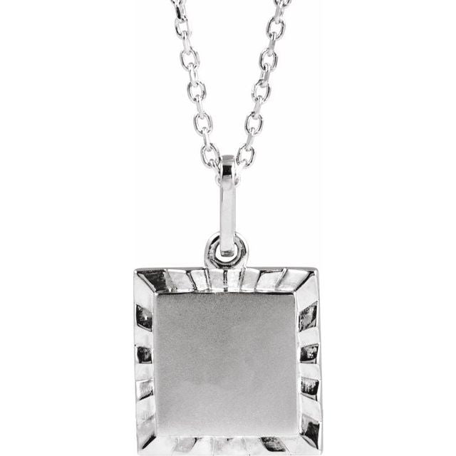 Sterling Silver Engravable Square 16-18' Necklace