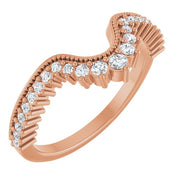 14k Rose 1/4 Ctw Natural Diamond Contour Band