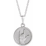 Sterling Silver I Love You Sign Language 16-18' Necklace