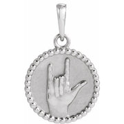 Sterling Silver I Love You Sign Language Pendant