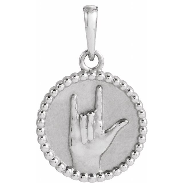 Sterling Silver I Love You Sign Language Pendant