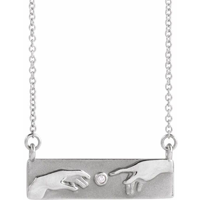 Sterling Silver .0075 CTW Natural Diamond Creation of Adam 18' Necklace