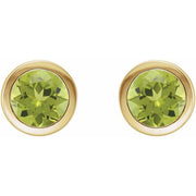 14K Yellow Natural Peridot Bezel-Set Earrings