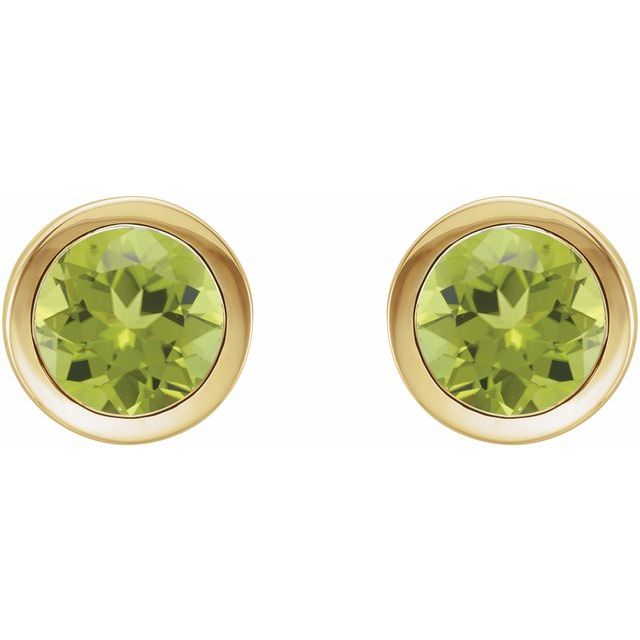 14K Yellow Natural Peridot Bezel-Set Earrings