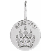 Sterling Silver .03 CTW Natural Diamond Mama Bear Pendant