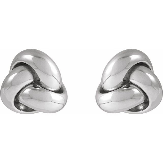14K White 9 mm Knot Earrings
