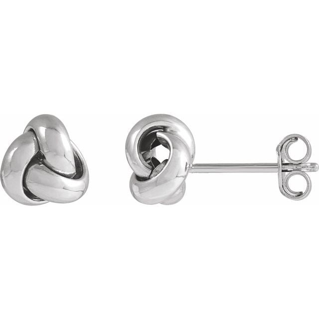 14K White 6 mm Knot Earrings